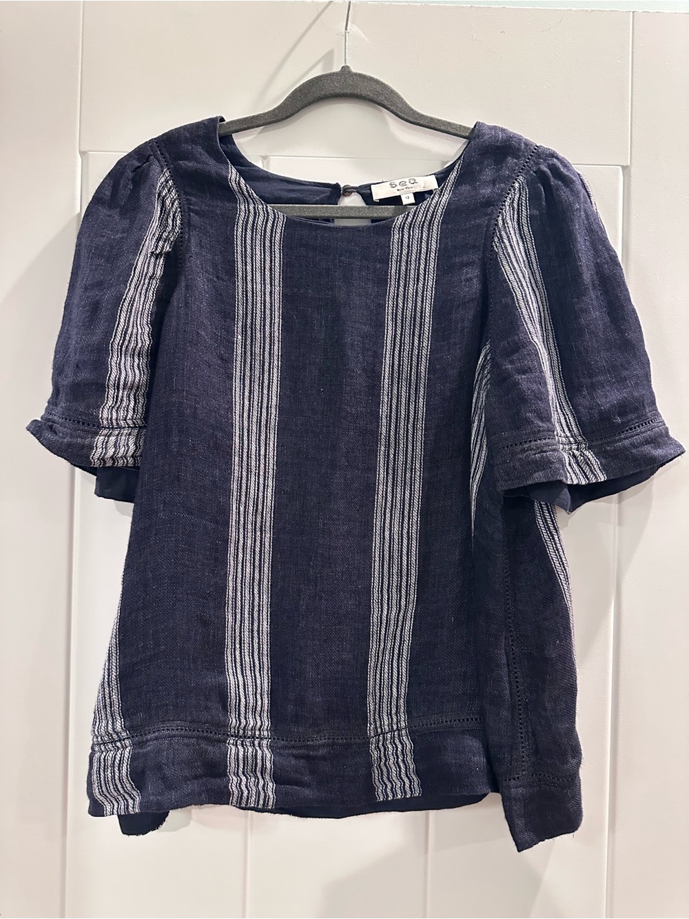 Sea New York Navy and Cream Striped Knit Top
